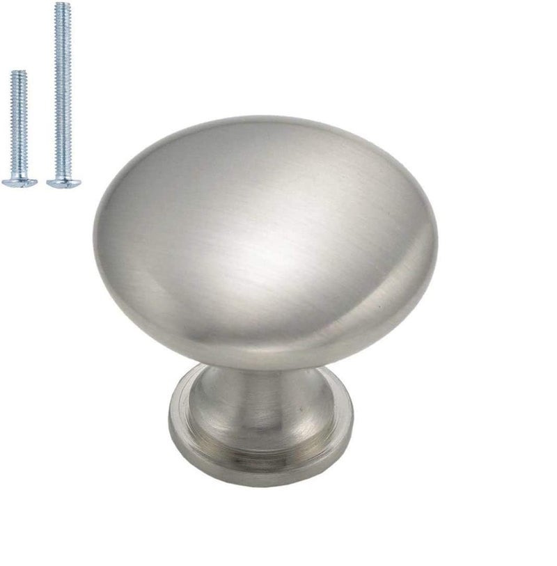 homdiy 10 Pack Brushed Nickel Cabinet Knobs, Single Hole Dresser Pulls, Satin Nickel Knobs, Drawer Knobs, Silver Hardware for Door, Kitchen and Drawer - Image 1
